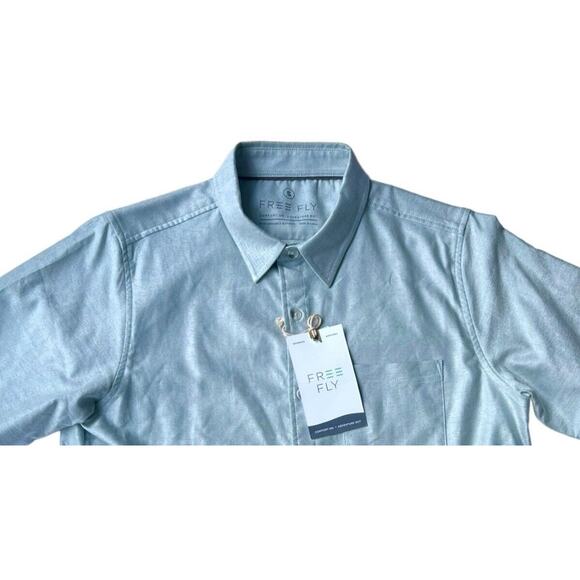 Free Fly Shirt Men's Small Sullivans Blue Short Sleeve Button Up Outdoor - Picture 3 of 4